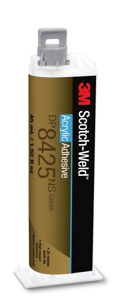 ﻿3M™ Scotch-Weld™ 丙烯酸酯胶粘剂 DP8425NS, 绿色, 45 毫升 Duo-Pak胶筒装, 12 筒/箱