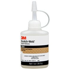 3M™ Scotch-Weld™ 透明速干胶CA40, 每瓶1液体盎司, 每箱12瓶