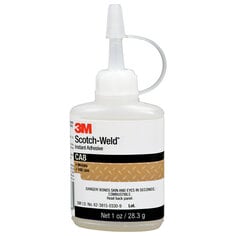 3M™ Scotch-Weld™ 透明速干胶CA8, 每瓶1液体盎司, 每箱12瓶