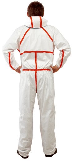 4565白色带帽红色胶条连体防护服XL