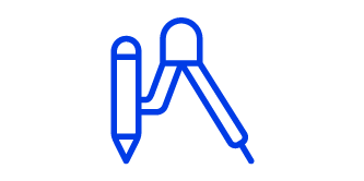 Icon of a drawing compass representing design flexibility