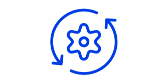 Icon of a rotating gear representing process simplification