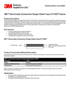 3M™ 导电单面胶带5113SFT系列技术数据表