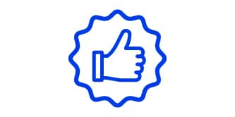 Icon of a thumbs up representing reliability.