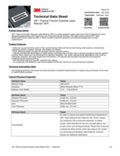 3M™ 热转印标签材料 7874 TDS