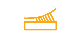 Yellow line art icon of a substrate peeling off material, representing multi-material adhesion.