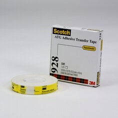 Scotch® ATG可重复粘贴型双面胶带928，半透明白色，1/4英寸 x 18码，2密耳，12卷/捆，6捆/箱