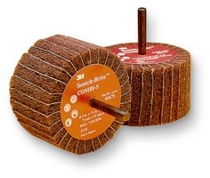 Scotch-Brite™ S联合轮80801，3英寸×1-3/4英寸 1/4英寸柄，粒度80，X级重量，每箱10件